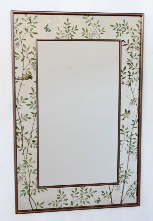Brown Rectangular Chinoiserie Border Mirror
